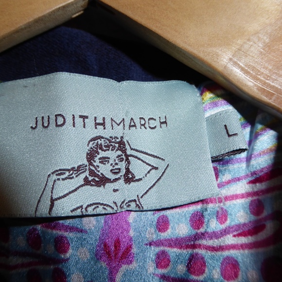 Judith March Navy Embroidered Coat Size L - Picture 2 of 6